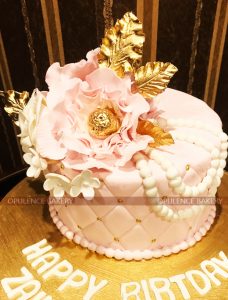 Pink Golden Customized Cake Studio Lahore