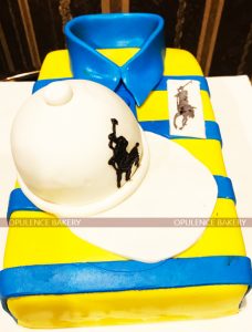 yellow blue polo fondant cake in 5 pounds