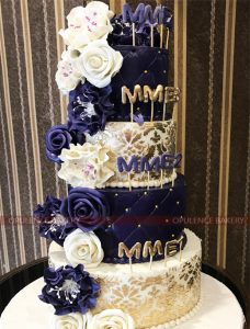 4 Tiers Wedding Custom Cake in Purple Color