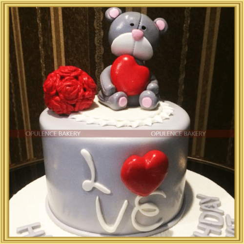 Teddy Bear Cake With Hearts