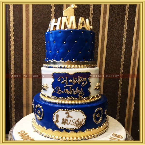 Kootcakes - Blue, white and gold birthday cake 💙🎉 6