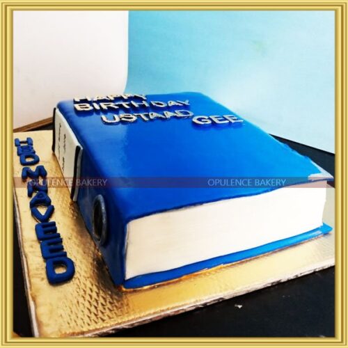 cake shaped like a book