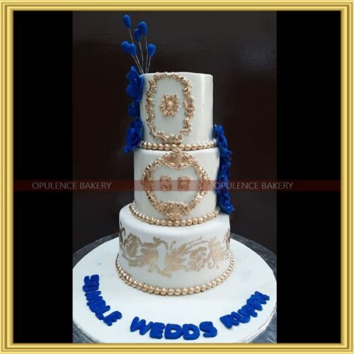 Blue & White Wedding Cake