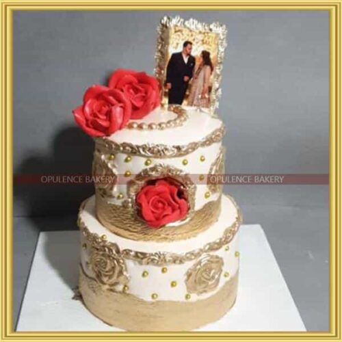 Red & Gold Anniversary Cake
