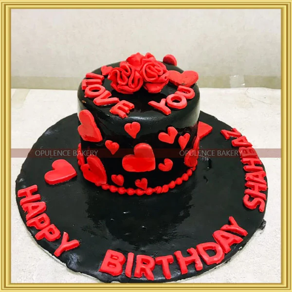 Black & Red Hearts Cake