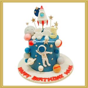 Designer space astronaut theme birthday cake in Lahore by Opulence Bakery.