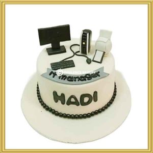 Custom computer theme IT manager cake in Lahore by Opulence Bakery.