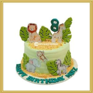 Jungle theme safari animal birthday cake in Lahore by Opulence Bakery.