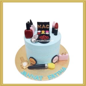 MAC makeup cosmetic theme birthday cake in Lahore by Opulence Bakery.