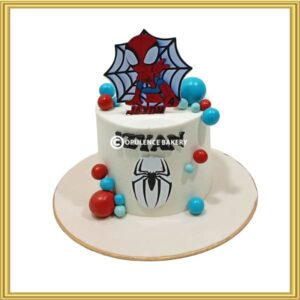 Custom Spiderman superhero theme birthday cake in Lahore by Opulence Bakery.