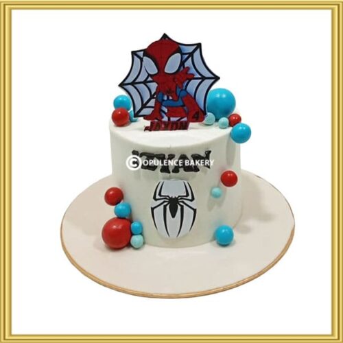 Custom Spiderman superhero theme birthday cake in Lahore by Opulence Bakery.