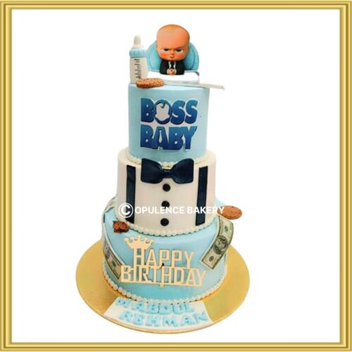 3 tier boss baby fondant cake in lahore for birthday celebration