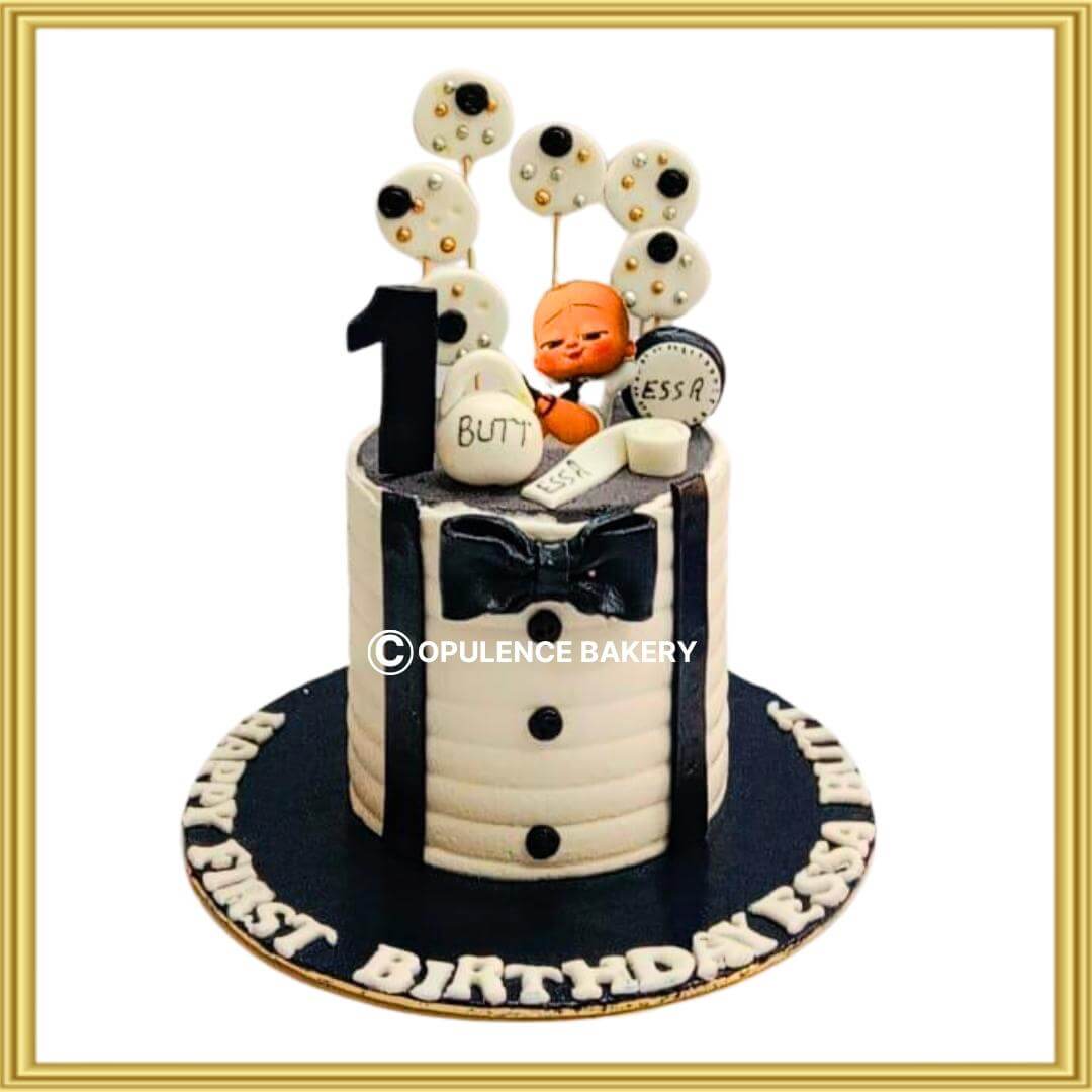 Boss Baby tuxedo fondant cake in Lahore for 1st birthday